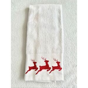 Vintage 2002 Deborah Connolly Red Reindeer Christmas Kitchen Towel